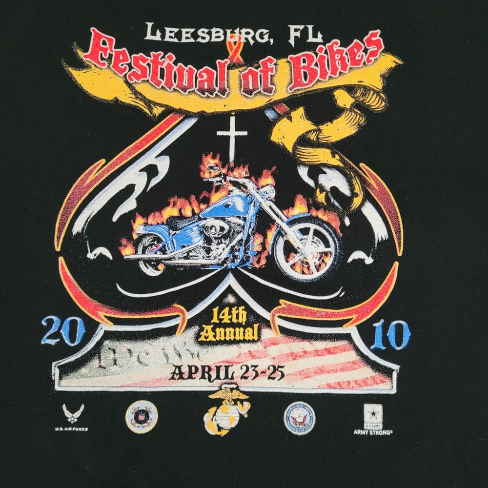 Festival of Bikes Tshirt 14th Annual Bike Run April 2010 Leesburg Florida XL